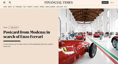Modena sul Financial times "Postcards from Modena"