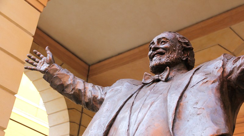 The Teatro Comunale and the Pavarotti Statue